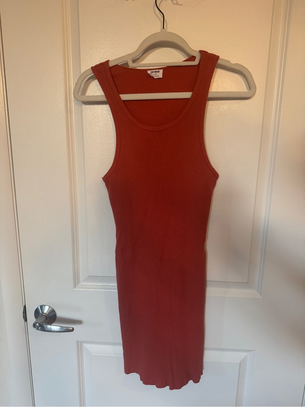 Cotton On Sleeveless Ribbed Midi Dress in Rust Orange